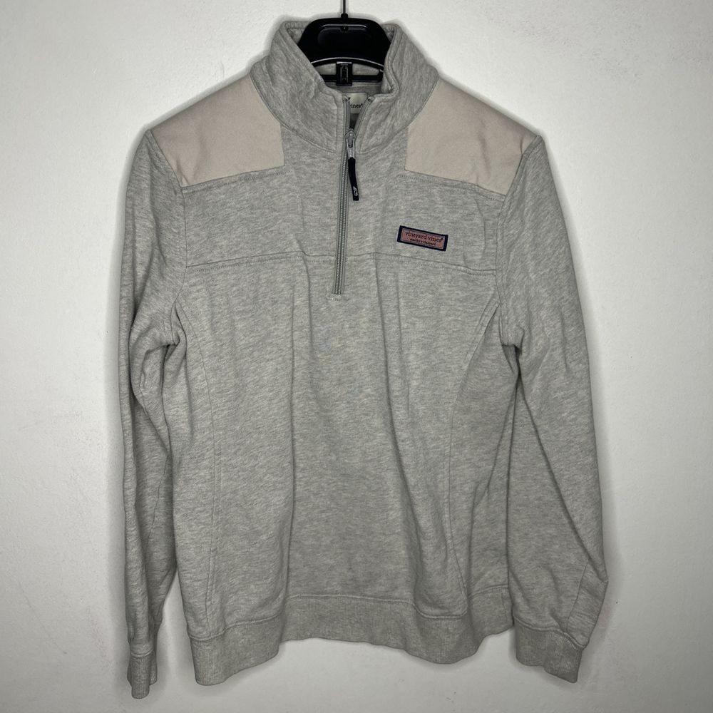 Vineyard Vines Women Gray Navy Blue Quarter Zip Pullover Size Small
